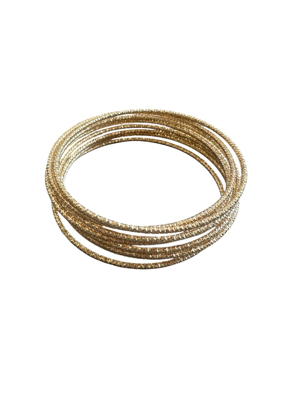 10 Piece Textured Gold Bangle Bracelet Set